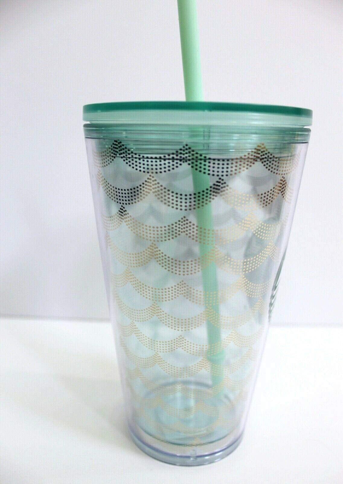 Starbucks Mermaid Scale Clear Acrylic Cold Cup Grande Tumbler, 16